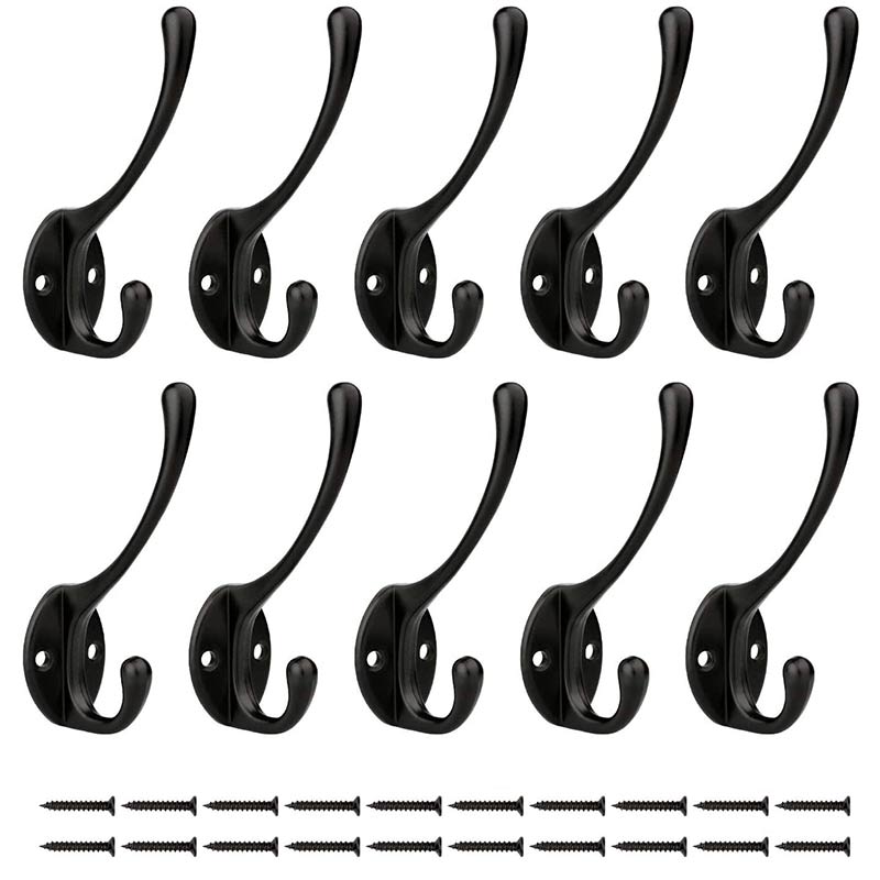 Crochet Mural Noir Mat (Lot De 10)