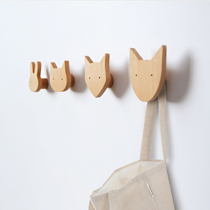 Patère Animaux Bois (4 Pièces)