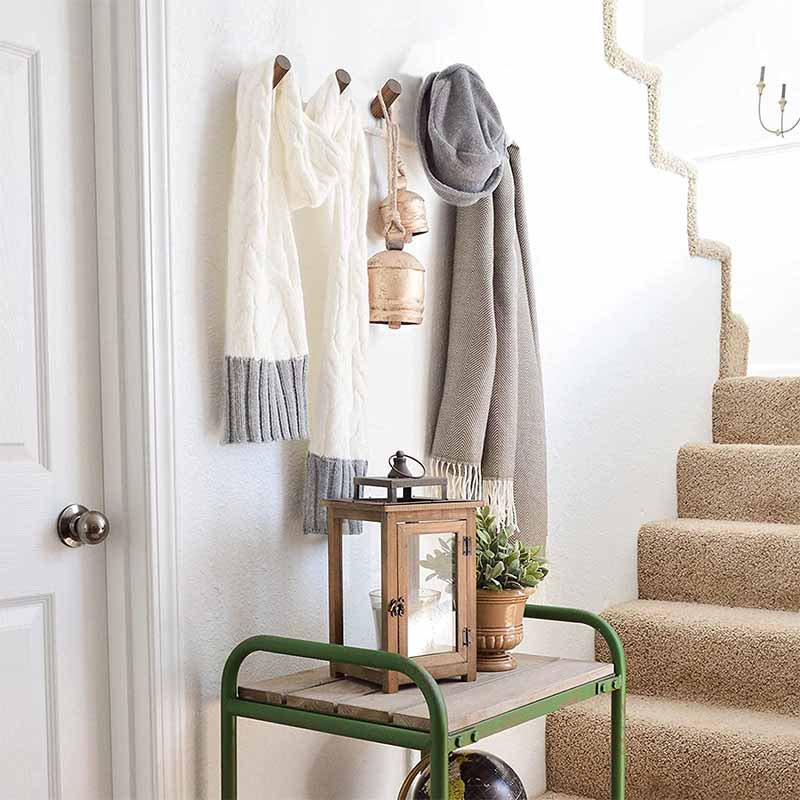 Patère Murale Simple en Bois (6 Pièces)