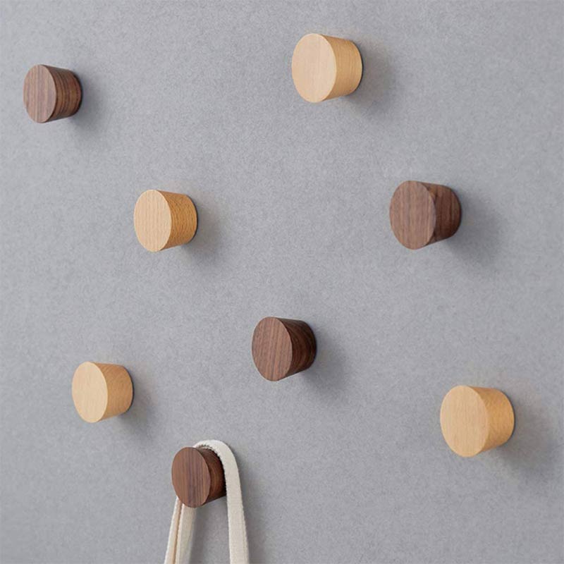 Patère Murale Ronde Bois (5 Pièces)
