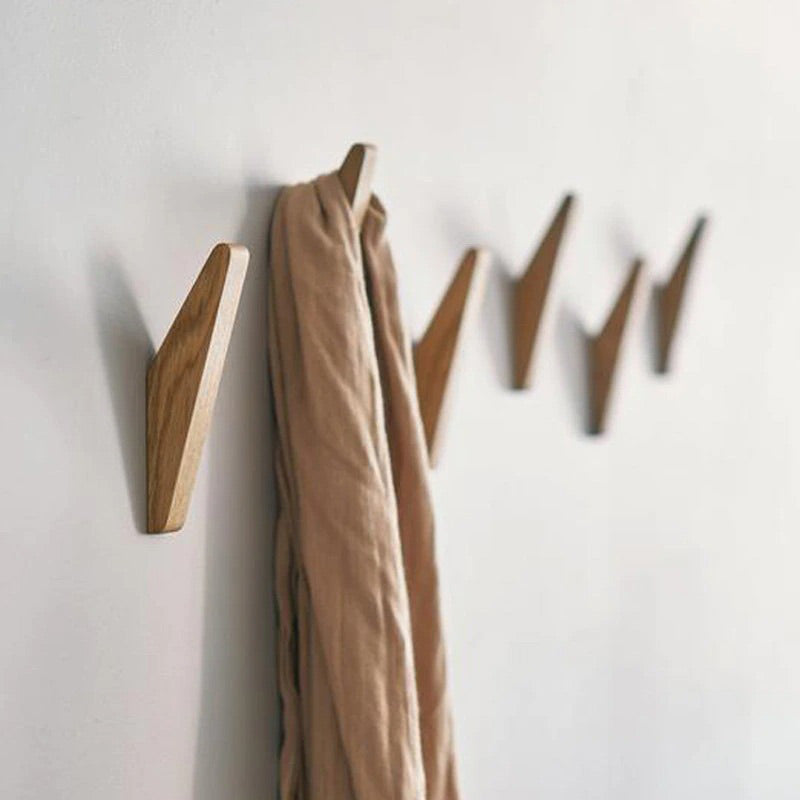 Patère en Bois Naturel (4 Pièces)
