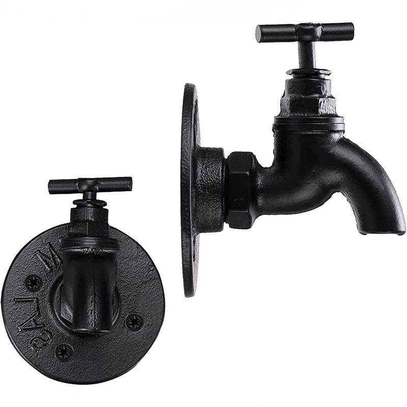 patère noire industrielle robinet (2 Pièces)