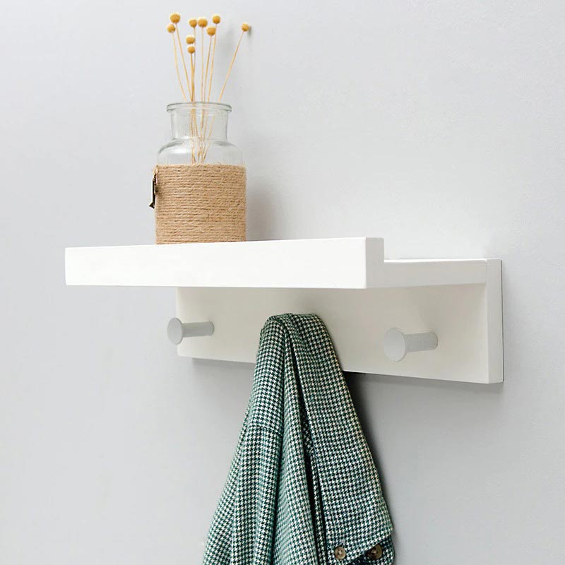 Étagère porte manteau bois blanc
