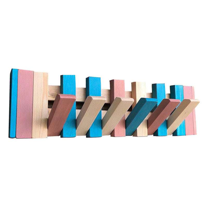Porte manteau bois colore mural