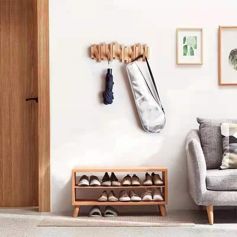 Porte manteau crochet rétractable en bois