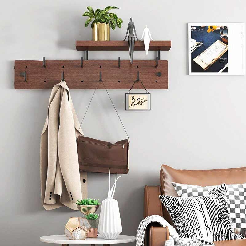 Étagère porte manteau bois