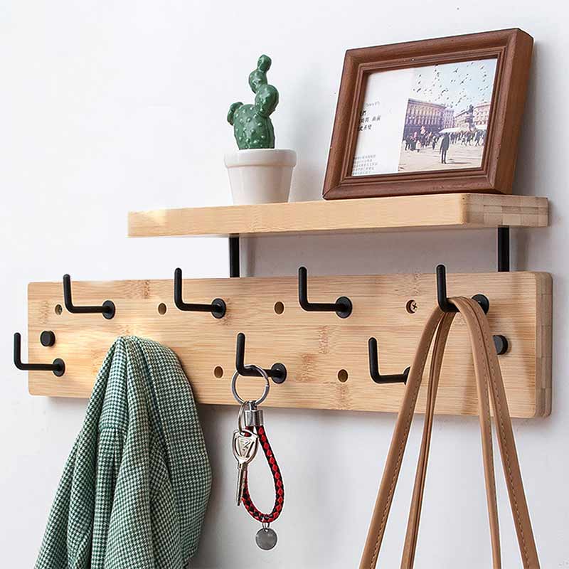 Porte Manteau Mural étagère bois clair
