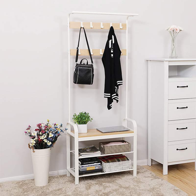 Porte Manteau Vestiaire Blanc Et Bois